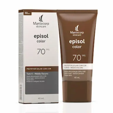 Protetor Solar Facial Episol Color Tom 4 Médio Escuro FPS 70 com 40ml