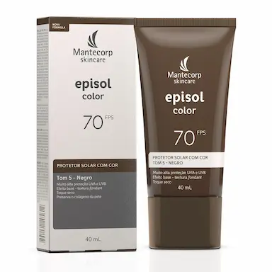 Protetor Solar Facial Episol Color FPS70 Tom 5 Negro com 40ml