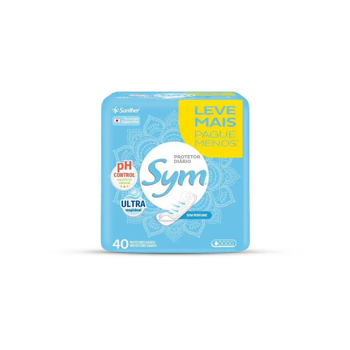 Protetor Diário Sym Diários Sem Fragrância com 40 Unidades