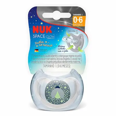 Chupeta NUK Space Glow Tamanho 1 para 0 a 6 meses Neutral com 1 unidade