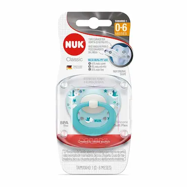 Chupeta NUK Signature Tamanho 1 para 0 a 6 meses Azul com 1 unidade