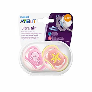 Chupeta Avent Ultra Air 6-18 Meses Baleia/Estrela 2 Unidades
