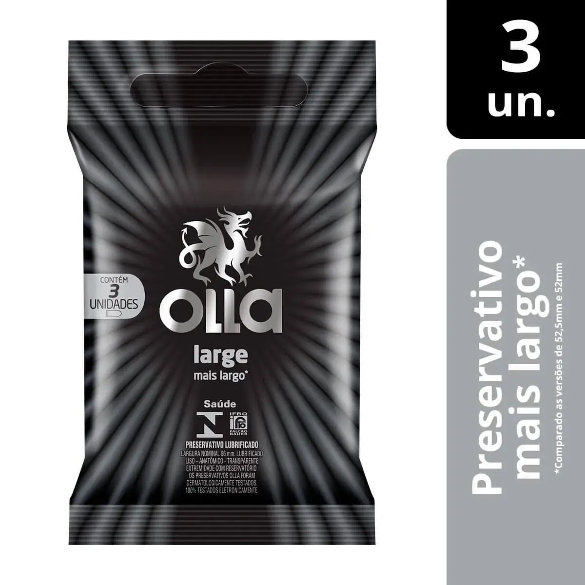 Camisinha Olla Large com 3 Unidades