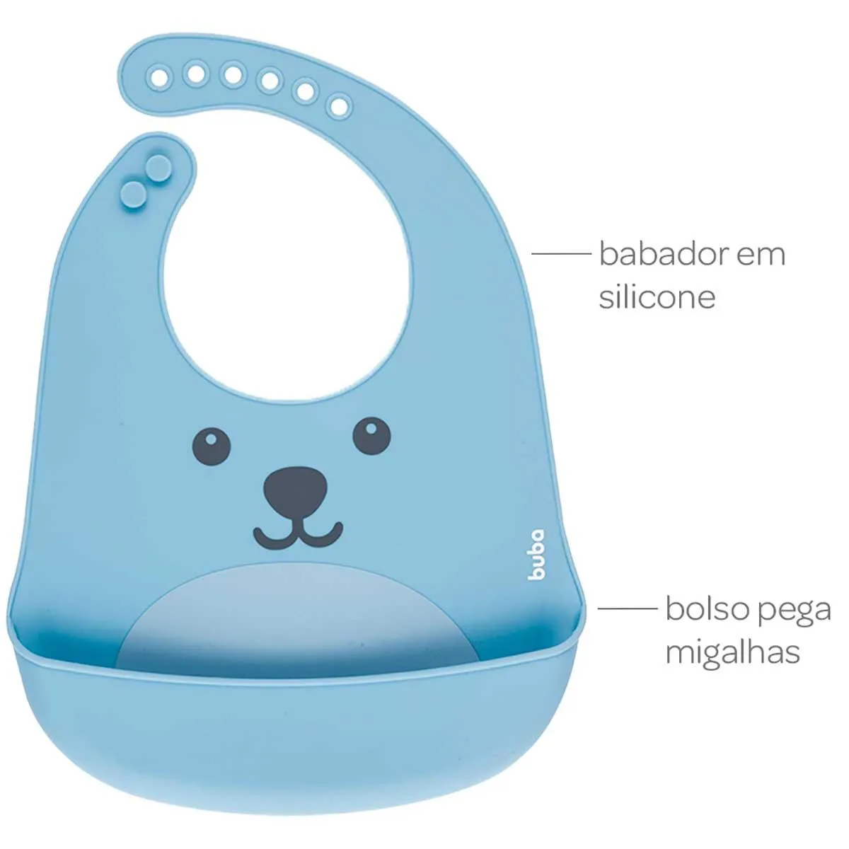 Babador de Silicone com Pega Migalhas Gumy Buba Baby Azul com 1 unidade