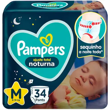 Fralda Pampers Pants Ajuste Total Noturna M - 34 Unidades