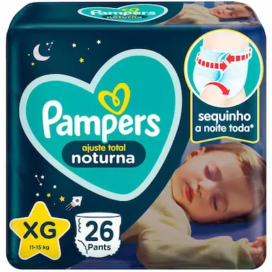 Fralda Pampers Pants Ajuste Total Noturna XG - 26 Unidades