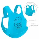 Babador de Silicone com Cinto e Pega Migalhas Buba Azul Leãozinho com 1 unidade