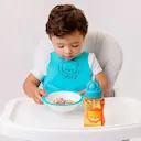 Babador de Silicone com Cinto e Pega Migalhas Buba Azul Leãozinho com 1 unidade
