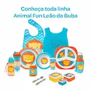 Babador de Silicone com Cinto e Pega Migalhas Buba Azul Leãozinho com 1 unidade