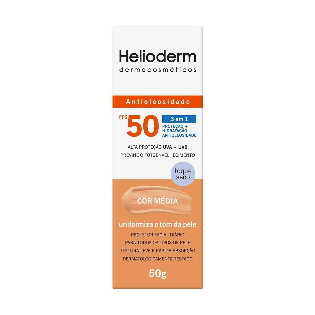 Protetor Solar Facial Helioderm FPS30 com Cor com 50g