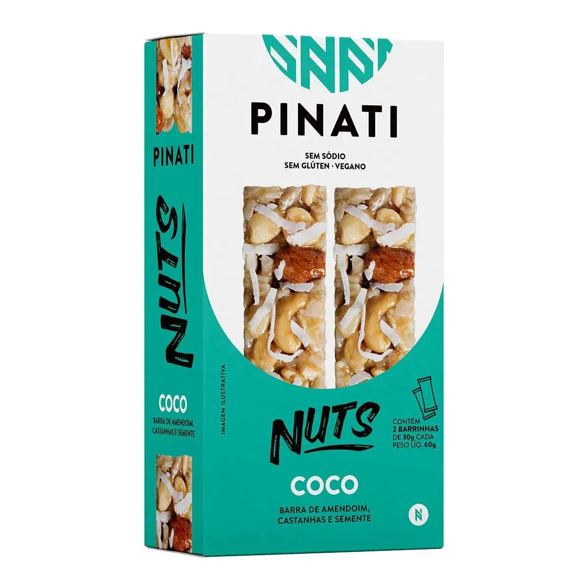 Barra de Amendoim, Castanha e Semente Pinati Nuts Coco com 2 unidades de 30g cada