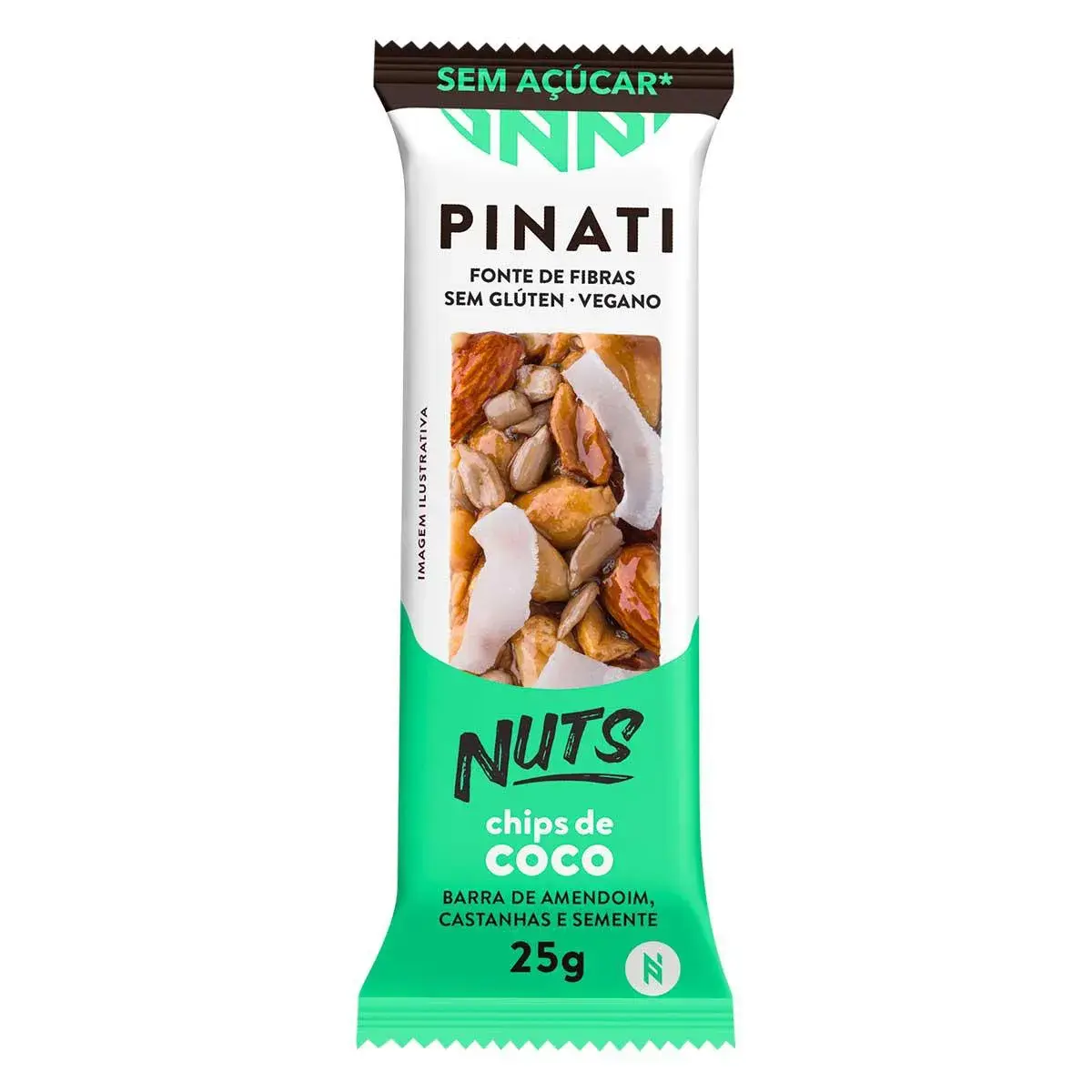 Barra de Amendoim, Castanha e Semente Pinati Nuts Chips de Coco com 25g