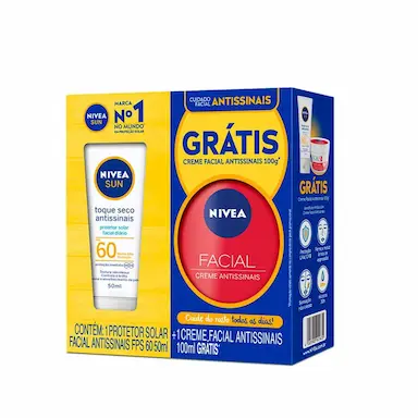 Kit Nivea Sun Protetor Solar Antissinais FPS60 + Creme Facial Antissinais com 100g