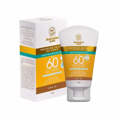 Protetor Solar Facial Australian Gold Antioleosidade FPS60 Cor 03 com 40g