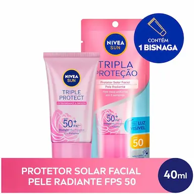 Protetor Facial Nivea Sun Triple Protect Extra Radiante & Smooth FPS 50 40ml