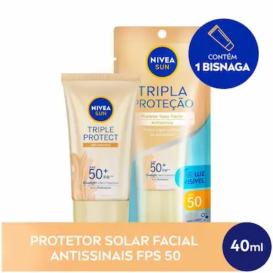 Protetor Facial Nivea Sun Triple Protect Antissinais FPS50 40ml