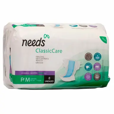 Fralda Adulto Needs ClassicCare P/M 8 unidades