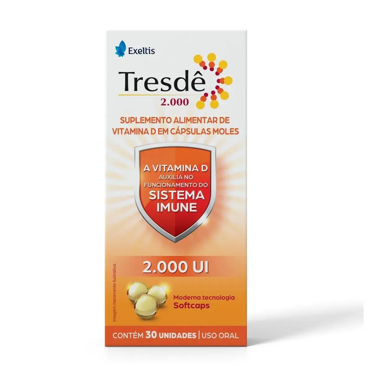 Suplemento Alimentar Tresdê 2.000UI com 30 Cápsulas