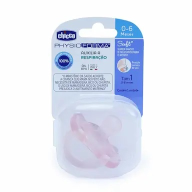 Chupeta Chicco Physio Forma Soft Tamanho 1 0-6 Meses Rosa Claro com 1 unidade