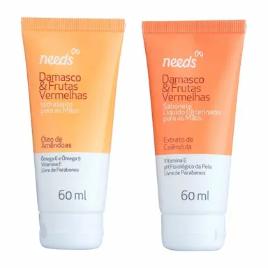 Kit Needs Hidratante para Mãos com 60ml + Sabonete Glicerinado para Mãos Damasco e Frutas Vermelhas com 60ml