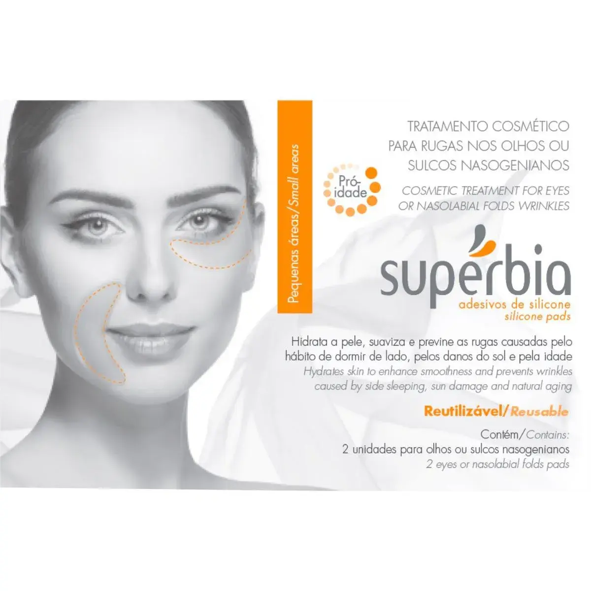 Adesivo de Silicone para Rugas nos Olhos e Bigode Chinês Supérbia com 2 unidades
