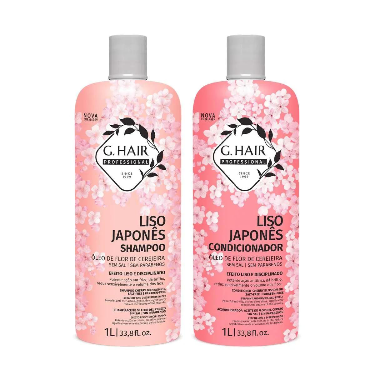 Kit Shampoo + Condicionador G. Hair Liso Japonês Sem Sal e Parabenos com 1L cada