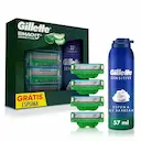 Kit Gillette Carga para Barbeador Mach3 Sensitive Acqua Grip 4 unidades + Espuma de Barbear Sensitive 56g