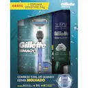 Kit Gillette Barbeador Mach3 Acqua Grip 1 aparelho + 3 cargas + Espuma de Barbear Sensitive 56g