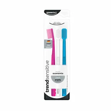 Escova de Dente Powerdent Trend Sensitive com 3 Unidades