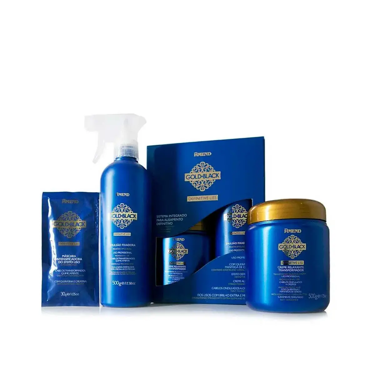 Sistema de Alisamento Definitivo Amend Gold Black Definitive Liss com 1 Unidade