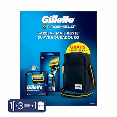 Kit Aparelho de Barbear Gillette Proshield + 3 Cargas + 1 Shoulder Bag
