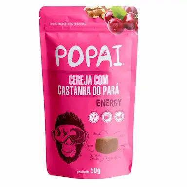 Cubos de Fruta Popai Energy Cereja com Castanha do Pará com 50g