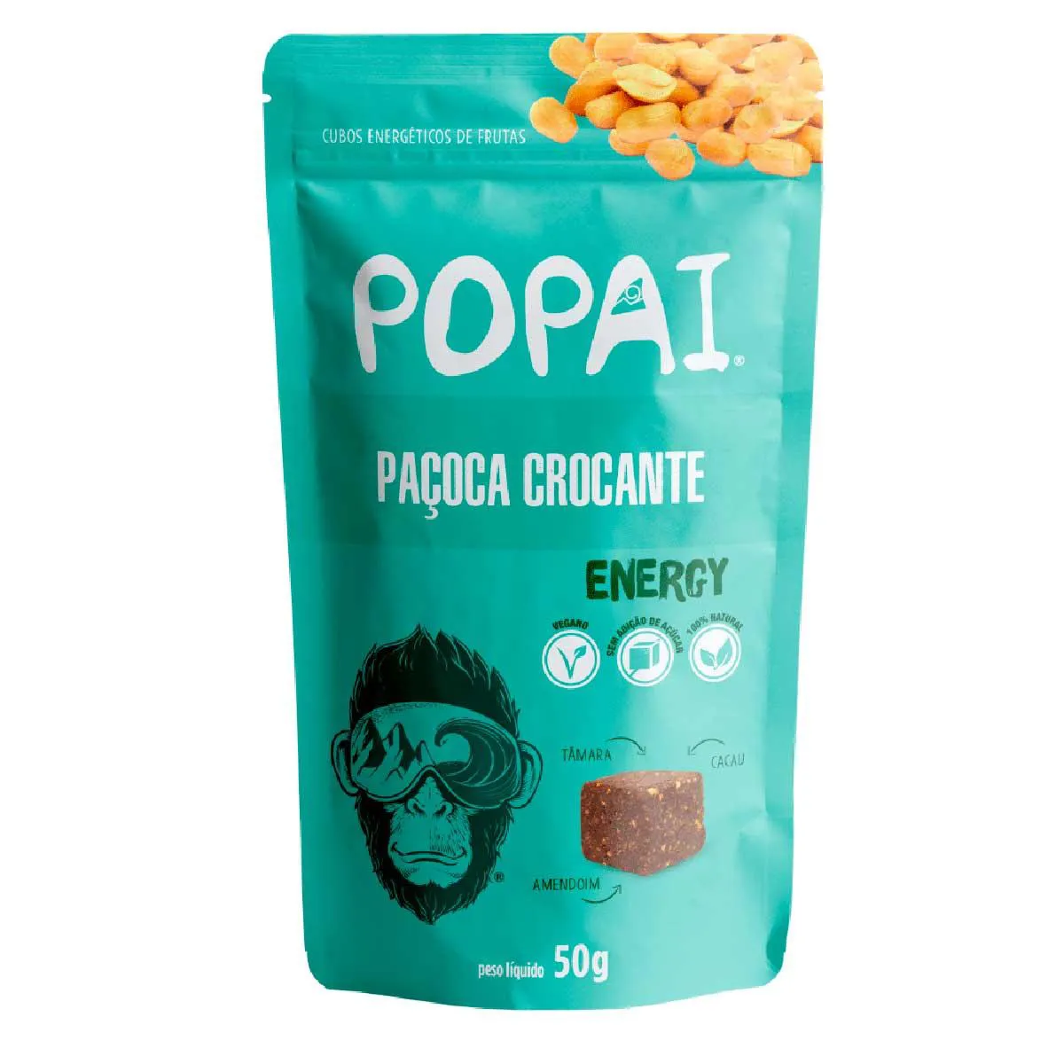 Cubos de Fruta Popai Energy Paçoca Crocante com 50g