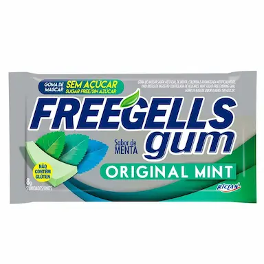 Goma de Mascar Sem Açúcar Freegells Original Mint Sabor Menta 8g