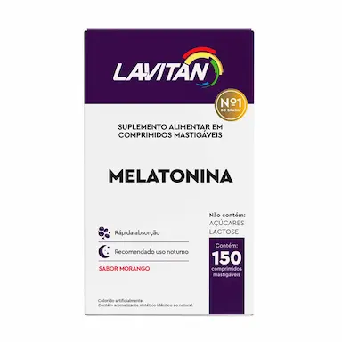 Suplemento Alimentar Lavitan Melatonina Morango com 150 Comprimidos