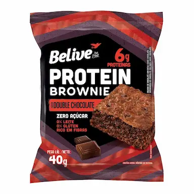 Brownie Protein Belive Double Chocolate Zero Açúcar, Glúten e Lactose com 40g