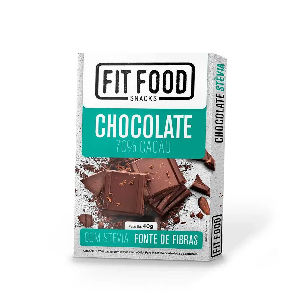 Chocolate Fit Food 70% Cacau com Stevia com 40g