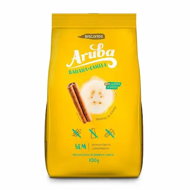 Biscoito Doce Aruba Banana+Canela Sem Glúten e Leite com 100g