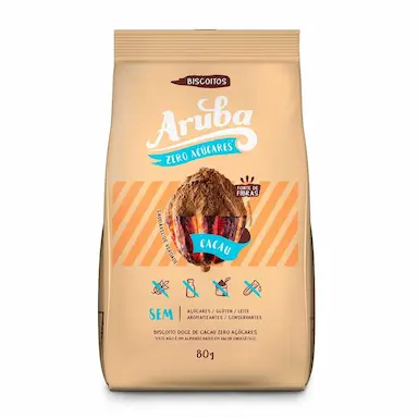Biscoito Doce Aruba Zero Açúcares Cacau Sem Glúten e Leite com 100g