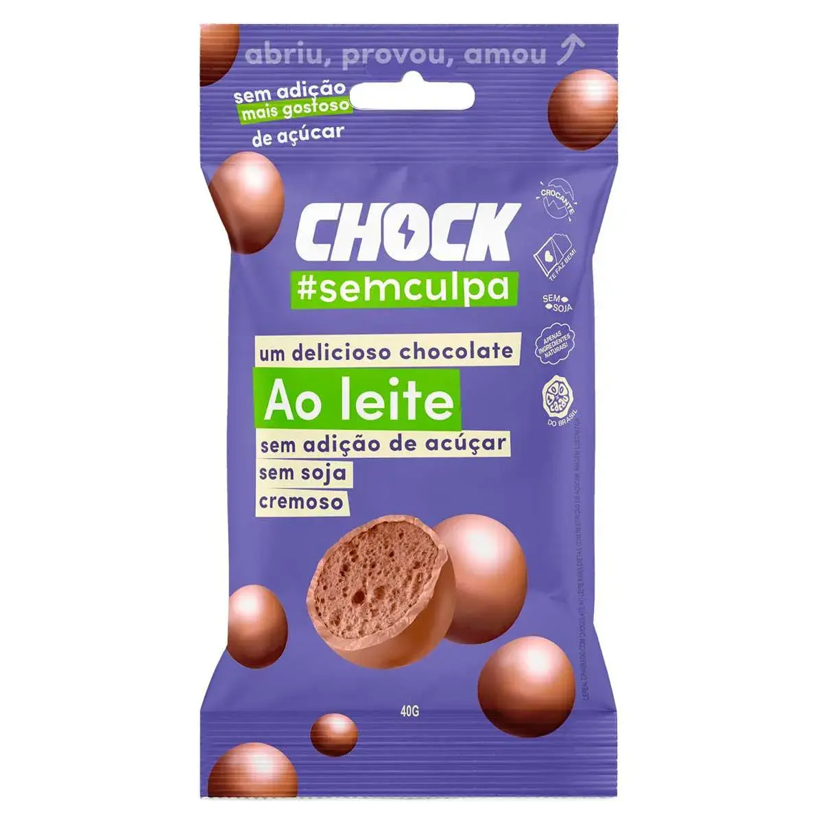 Chocolate Chock #semculpa Ao Leite com 40g