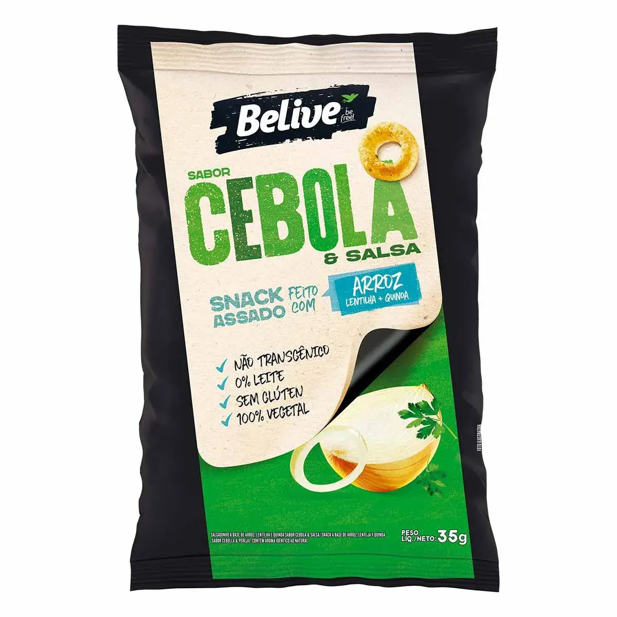 Snack Assado Belive Cebola e Salsa com 35g