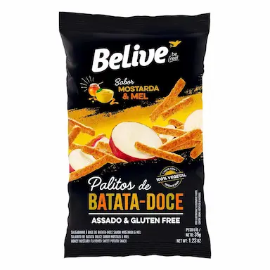 Palitos de Batata-Doce Belive Sabor Mostarda e Mel com 35g