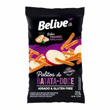 Palitos de Batata-Doce Belive Sabor Frango Grelhado com 35g