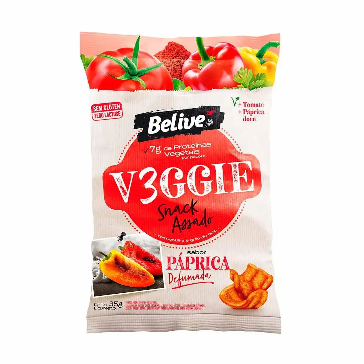 Snack Belive V3ggie Paprica Defumada com 35g