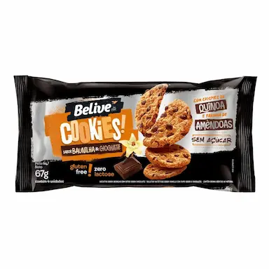 Cookies Zero Lactose Belive Sabor Baunilha e Chocolate com 67g