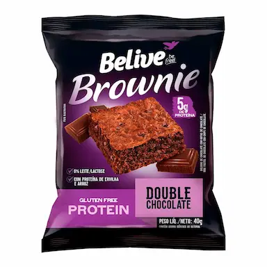 Brownie Protein Belive Double Chocolate Sem Glúten e Lactose com 40g
