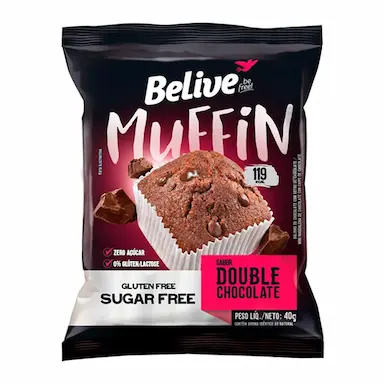 Muffin Belive Double Chocolate Zero Açúcar, Glúten e Lactose com 40g