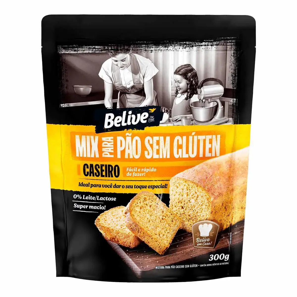 Mix para Pão Caseiro Belive Sem Glúten e Lactose com 300g