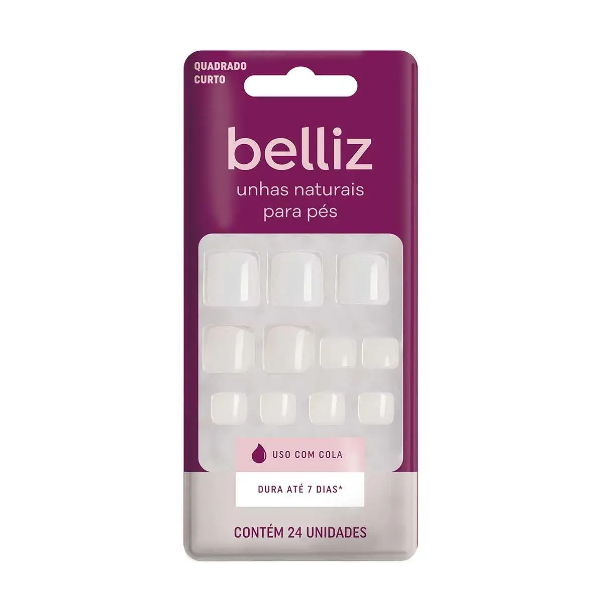 Unhas Postiças para os Pés Belliz Naturais 24 Unidades
