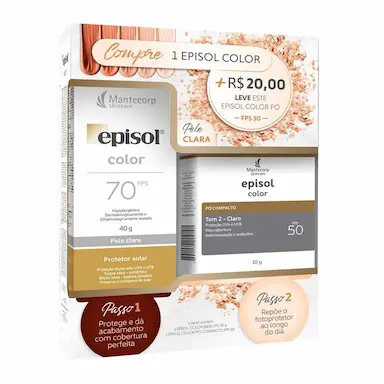 Kit Episol Color Pele Clara Protetor Solar 40g + Pó Compacto 10g